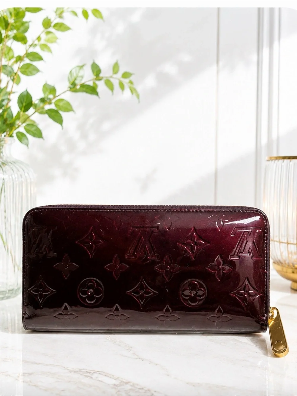 Louis Vuitton Patent Vernis Zip Wallet in Bordeaux